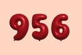 Red Helium Balloon 3D Number 956 Royalty Free Stock Photo