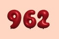 Red Helium Balloon 3D Number 962 Royalty Free Stock Photo