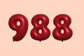 Red Helium Balloon 3D Number 988 Royalty Free Stock Photo