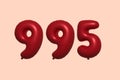 Red Helium Balloon 3D Number 995 Royalty Free Stock Photo
