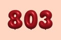 Red Helium Balloon 3D Number 803 Royalty Free Stock Photo