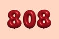 Red Helium Balloon 3D Number 808 Royalty Free Stock Photo