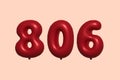 Red Helium Balloon 3D Number 806 Royalty Free Stock Photo