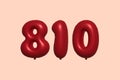 Red Helium Balloon 3D Number 810 Royalty Free Stock Photo