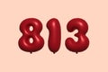 Red Helium Balloon 3D Number 813 Royalty Free Stock Photo