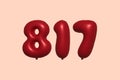 Red Helium Balloon 3D Number 817 Royalty Free Stock Photo
