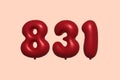 Red Helium Balloon 3D Number 831 Royalty Free Stock Photo