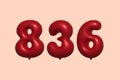 Red Helium Balloon 3D Number 836 Royalty Free Stock Photo