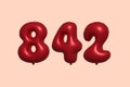 Red Helium Balloon 3D Number 842 Royalty Free Stock Photo