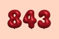 Red Helium Balloon 3D Number 843 Royalty Free Stock Photo