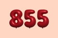 Red Helium Balloon 3D Number 855 Royalty Free Stock Photo