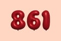 Red Helium Balloon 3D Number 861 Royalty Free Stock Photo