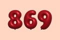 Red Helium Balloon 3D Number 869 Royalty Free Stock Photo