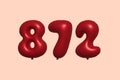 Red Helium Balloon 3D Number 872 Royalty Free Stock Photo