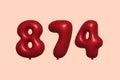 Red Helium Balloon 3D Number 874 Royalty Free Stock Photo