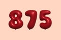 Red Helium Balloon 3D Number 875 Royalty Free Stock Photo