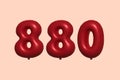 Red Helium Balloon 3D Number 880 Royalty Free Stock Photo