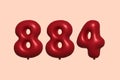 Red Helium Balloon 3D Number 884 Royalty Free Stock Photo