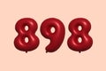 Red Helium Balloon 3D Number 898 Royalty Free Stock Photo