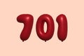 Red Helium Balloon 3D Number 701 Royalty Free Stock Photo