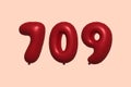 Red Helium Balloon 3D Number 709 Royalty Free Stock Photo