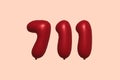 Red Helium Balloon 3D Number 711 Royalty Free Stock Photo
