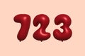 Red Helium Balloon 3D Number 723 Royalty Free Stock Photo