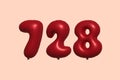 Red Helium Balloon 3D Number 728 Royalty Free Stock Photo