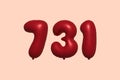Red Helium Balloon 3D Number 731 Royalty Free Stock Photo