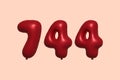 Red Helium Balloon 3D Number 744 Royalty Free Stock Photo