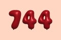 Red Helium Balloon 3D Number 744 Royalty Free Stock Photo