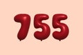Red Helium Balloon 3D Number 755 Royalty Free Stock Photo