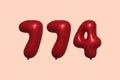 Red Helium Balloon 3D Number 774 Royalty Free Stock Photo