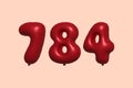 Red Helium Balloon 3D Number 784 Royalty Free Stock Photo