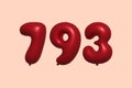Red Helium Balloon 3D Number 793 Royalty Free Stock Photo