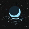 Floating Moon. Vector hand drawn illustration