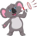 Cartoon cute koala holding a megaphone