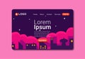 City Night Landscape with Stars Landing Page Design Template Royalty Free Stock Photo