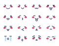 Cute kawaii cartoon character mascot face emotion emoji day set vector illustration. Royalty Free Stock Photo