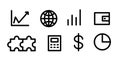 Business icons set. Black flat icons for presentations. Vector clipart isolated on white background. Royalty Free Stock Photo