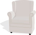 Fashionable comfortable armchair in natural color, vector illustration. Upholstered furniture for rest and relaxation.