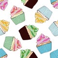 Different cupcakes seamless pattern