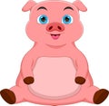 Cartoon cute baby pig on white background Royalty Free Stock Photo