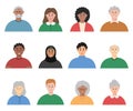 Diverse people avatars set. Different ethnicity and ages characters. Young and senior person faces. Smiling people portraits. Royalty Free Stock Photo