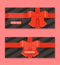 Realistic Gift Packaging Red Ribbon Banner Set Design Template Royalty Free Stock Photo