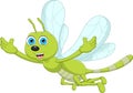 Cute cartoon dragonfly  waving on white background Royalty Free Stock Photo