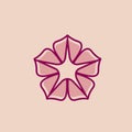 Morning glory flower logo. Ornamental, decorative petals icon.