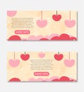 Cute Love Hearts Cloud Banner Set Design Template Royalty Free Stock Photo