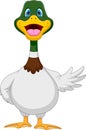 Cartoon cute duck waving on white background Royalty Free Stock Photo