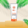 A template for an advertising poster with sunscreen.